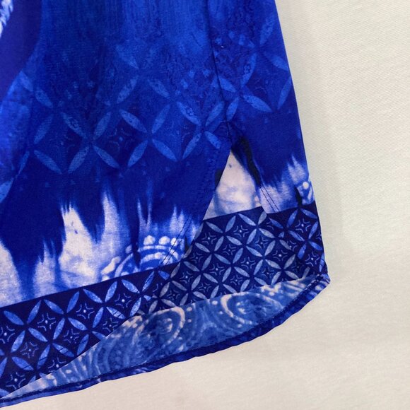 Nygard Top size XL Blue Abstract Boho Embellished Stretch 3/4 Sleeve Casual - Picture 7 of 10